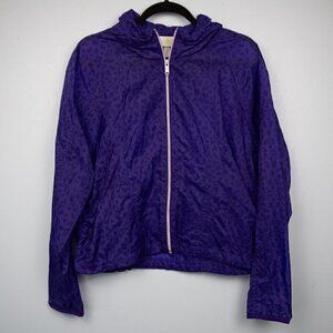 Adidas Neo purple geometric floral print zip up windbreaker jacket-XL